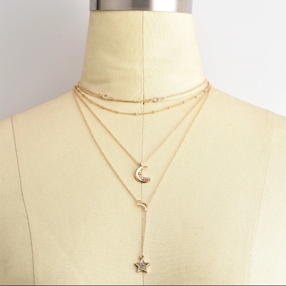 🌙 Boho Glam💫 celestial layered necklace! New - Picture 2 of 3